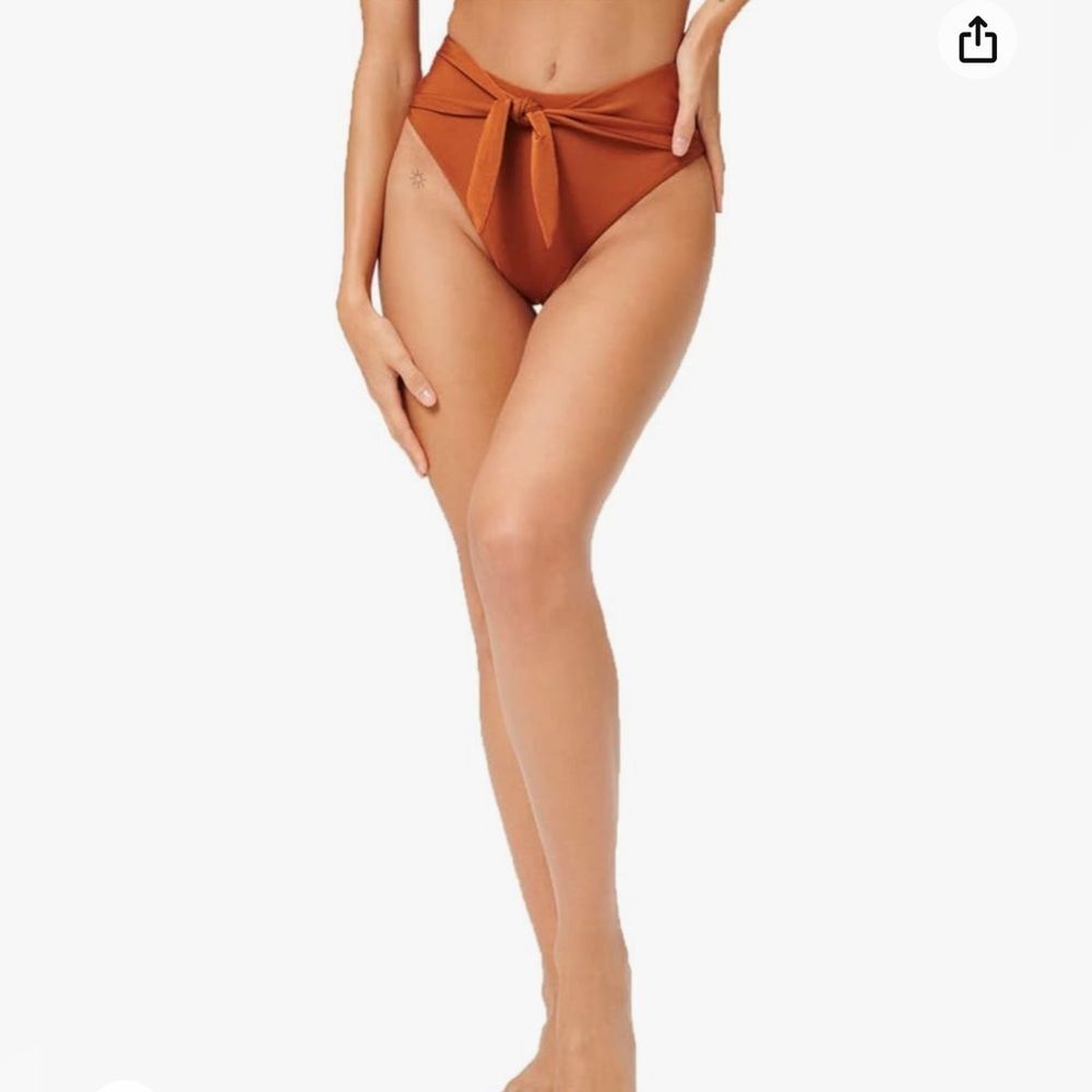 Good American Women's High Waist Front Tie Cincher Bikini Bottom copper 3x